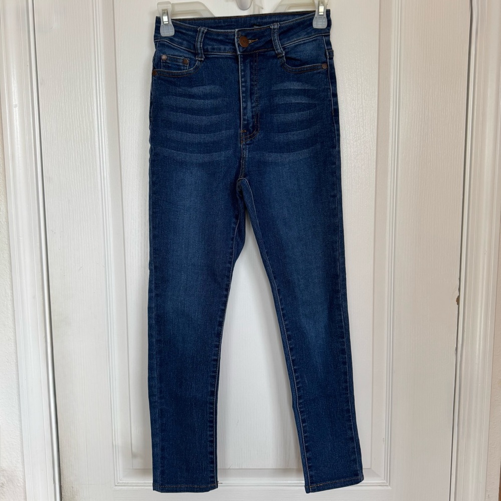 High Waisted Blue Skinny Denim Jeans